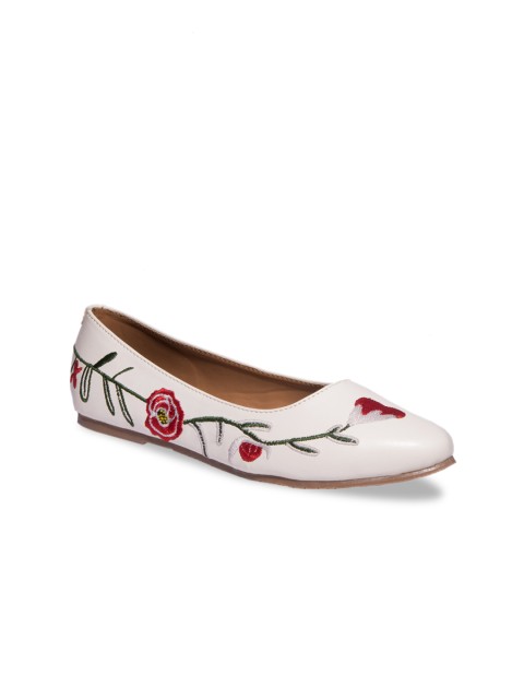 

Khadims Women White Woven Design Ballerinas