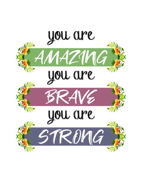 

rawpockets Multicoloured Amazing Brave Strong PVC Vinyl Wall Stickers, Multi