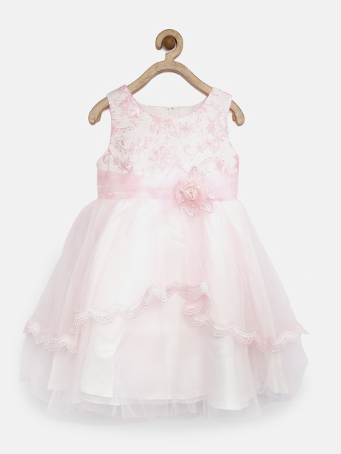 

Tiny Girl Pink & White Sequinned Floral Net Fit & Flare Dress