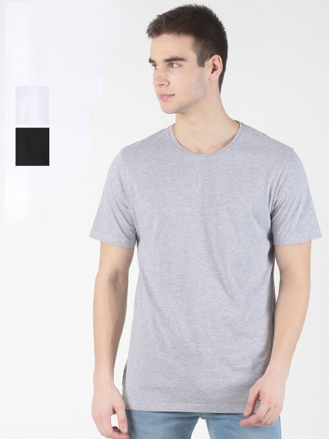 

Blue Saint Men Pack of 3 Solid Round Neck T-shirts, Black
