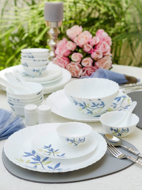 

Laopala White & Blue 21-Pieces Printed Opalware Dinner Set