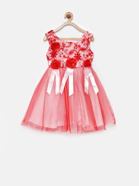 

Tiny Girl Red Embroidered Fit & Flare Dress