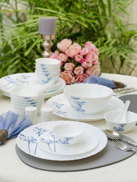 

Laopala White & Blue Printed Aqua Spray Opalware 20-Piece Dinner Set