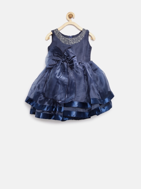 

Tiny Girl Navy Embellished Layered Fit & Flare Dress, Navy blue