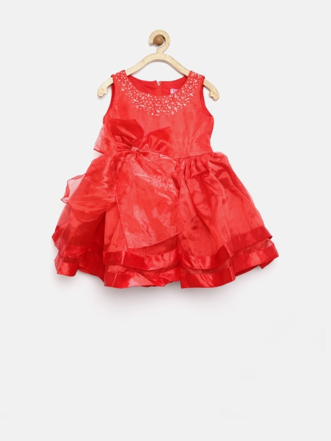 

Tiny Girl Red Embellished Layered Fit & Flare Dress