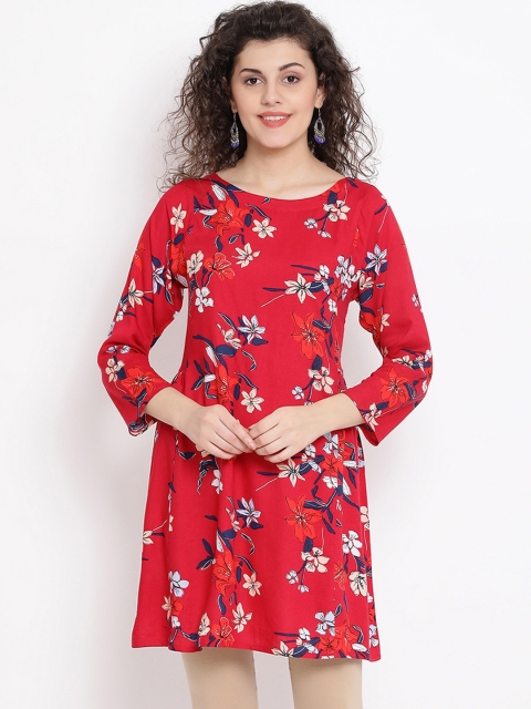 

Oxolloxo Women Red & White Printed Tunic