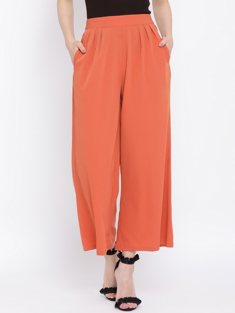 

Oxolloxo Women Orange Solid Parallel Trousers