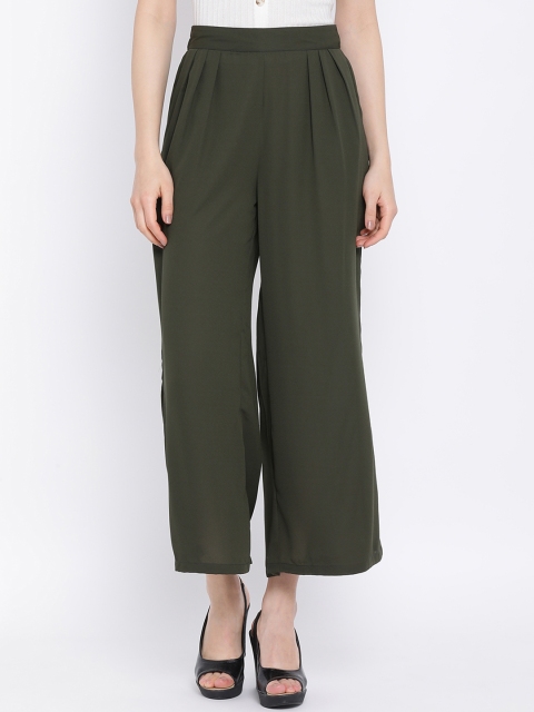

Oxolloxo Women Olive Green Regular Fit Solid Culottes