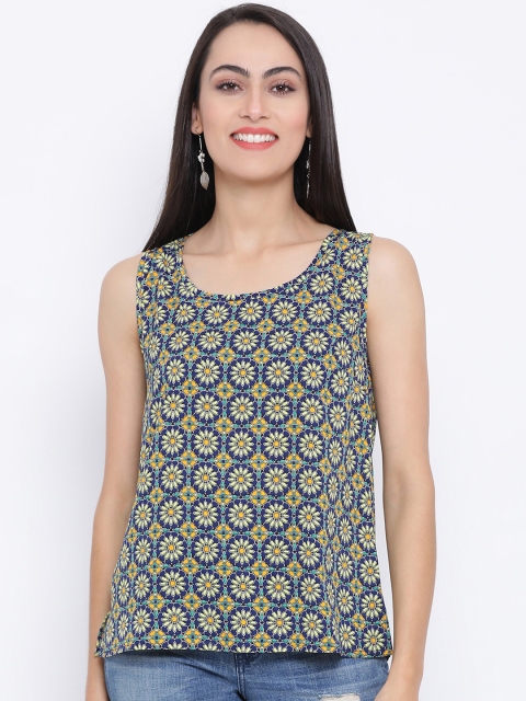 

Oxolloxo Women Blue & Yellow Printed Top