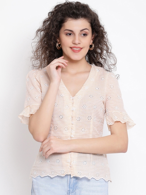 

Oxolloxo Women Beige Striped Top