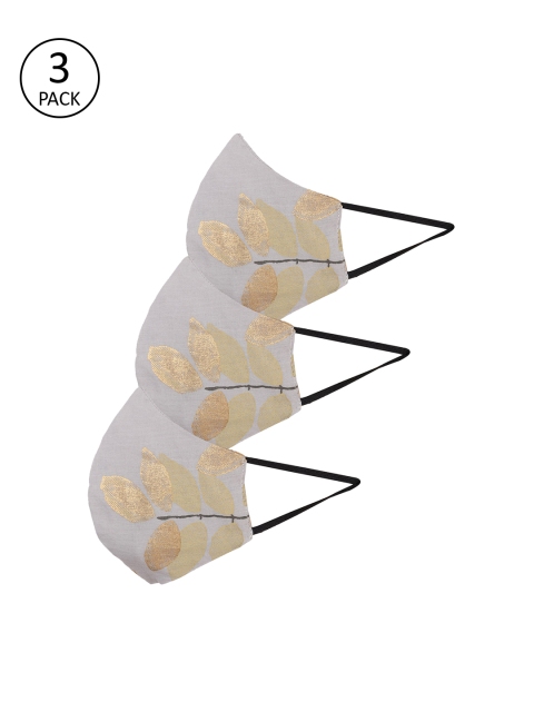 

Swiss Design Women Pack Of 3 Printed 3-Ply Reusable Outdoor Cloth Masks, Off white