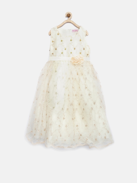 

Tiny Girl Cream-Coloured Embroidered Fit & Flare Dress