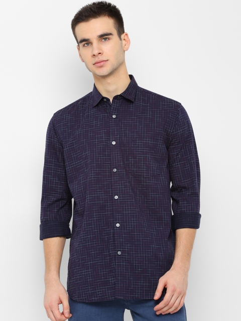 

Allen Solly Men Navy Blue Slim Fit Checked Casual Shirt