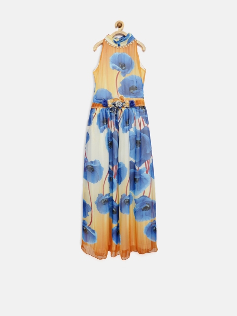 

Tiny Girl Yellow & Blue Floral Print Maxi Dress