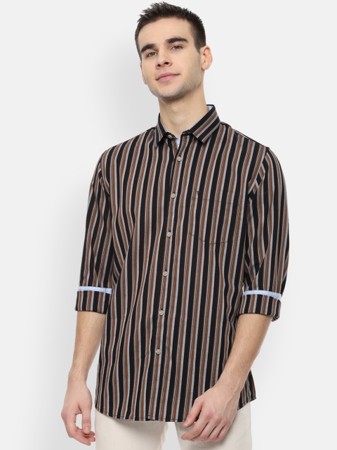 

Van Heusen Sport Men Brown & Black Slim Fit Striped Casual Shirt