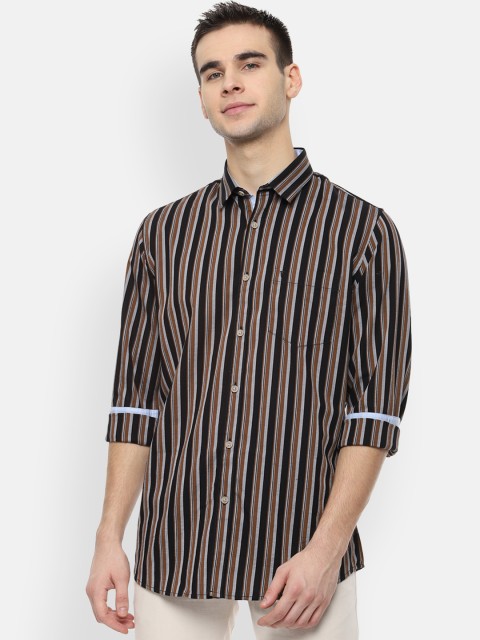 

Van Heusen Sport Men Black & Brown Slim Fit Striped Casual Shirt