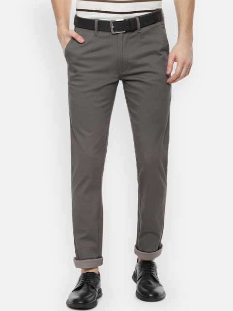 

V Dot Men Grey Slim Fit Solid Regular Trousers