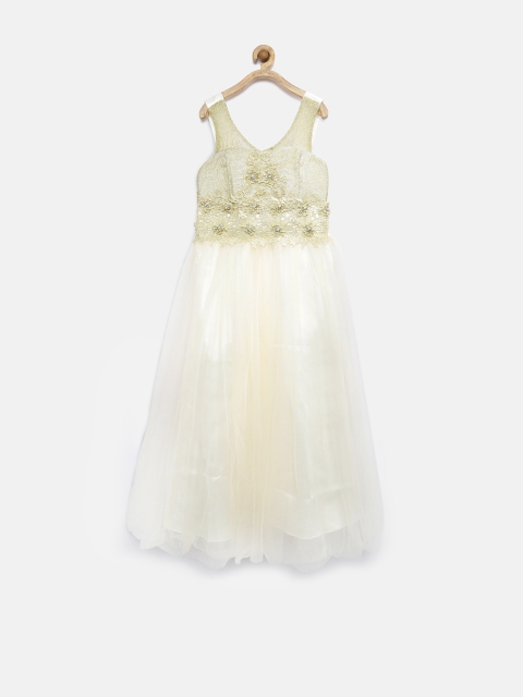 

Tiny Girl Cream-Coloured Embellished Net Maxi Dress