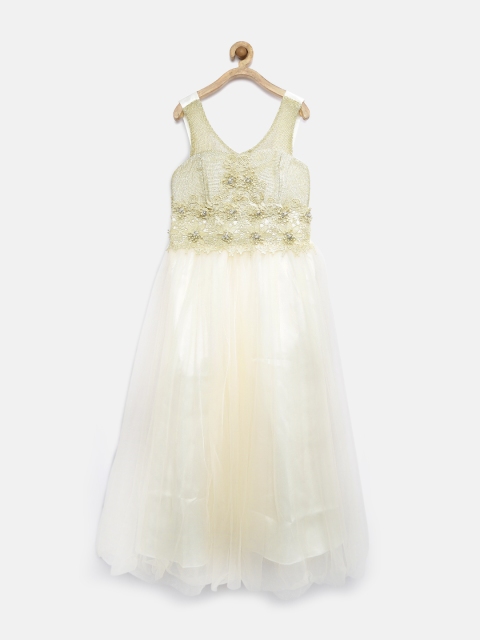 

Tiny Girl Cream-Coloured Embellished Net Maxi Dress