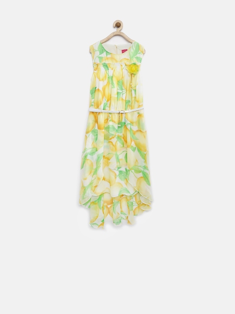 

Tiny Girl White & Yellow Floral Print High-Low Dress