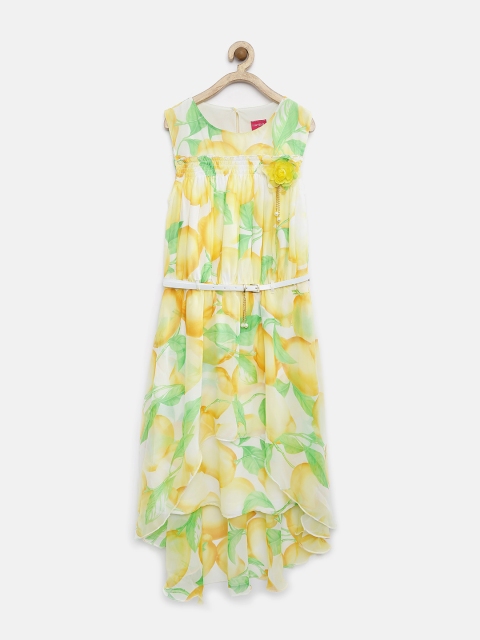 

Tiny Girl White & Yellow Floral Print High-Low Midi Dress