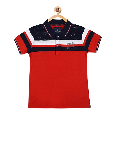 

Monte Carlo Boys Red & Navy Blue Striped Polo Collar T-shirt