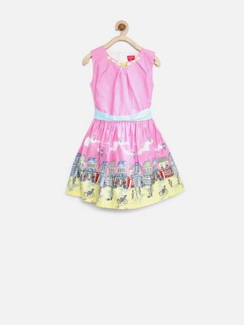 

Tiny Girl Pink Printed Fit & Flare Dress