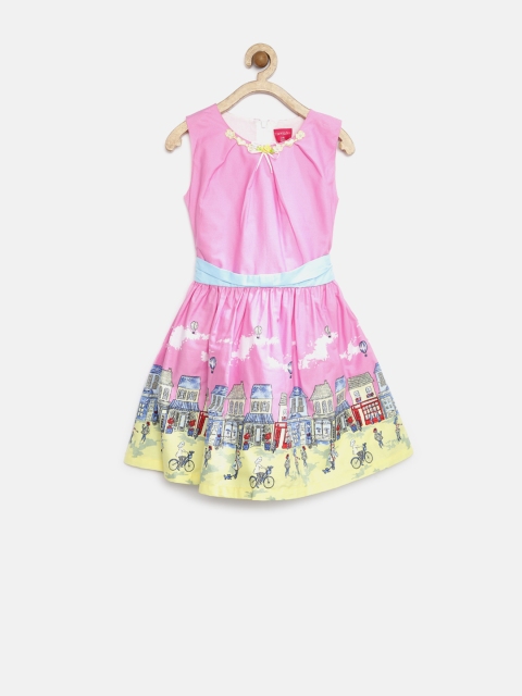 

Tiny Girl Pink Printed Fit & Flare Dress