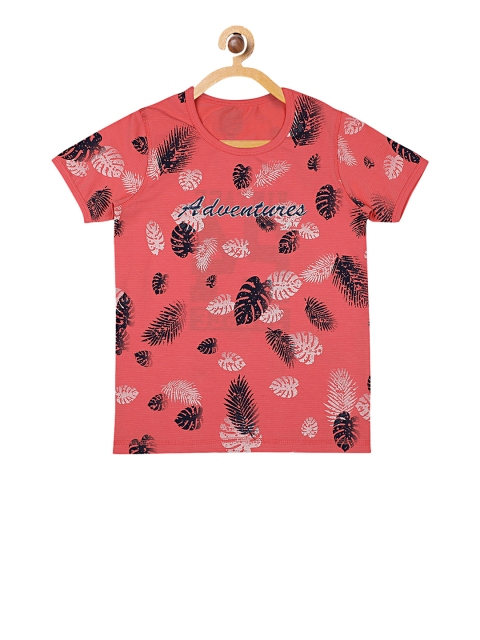 

Monte Carlo Boys Coral Pink Printed Round Neck T-shirt