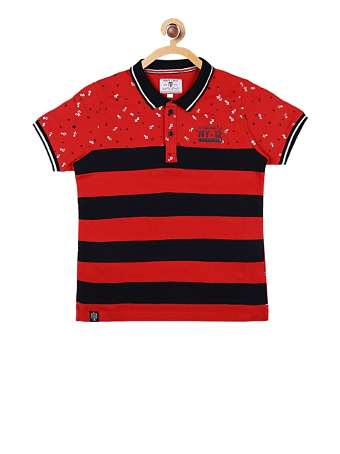 

Monte Carlo Boys Red & Navy Blue Striped Polo Collar T-shirt