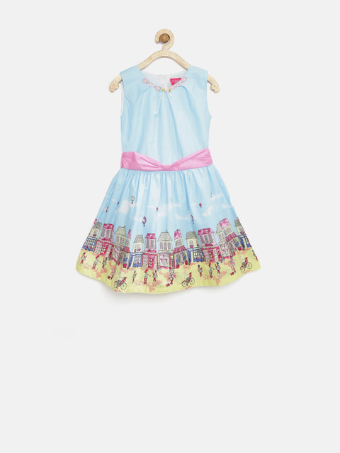 

Tiny Girl Blue Printed Fit & Flare Dress