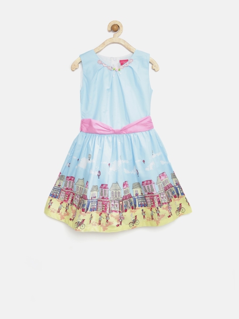 

Tiny Girl Blue Printed Fit & Flare Dress