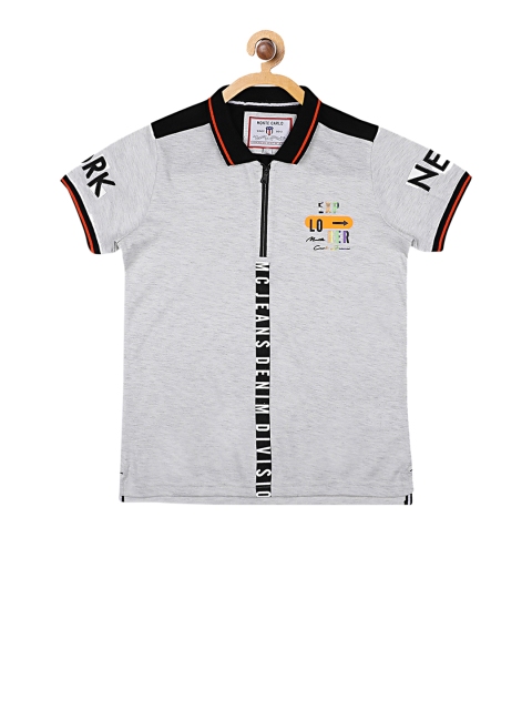 

Monte Carlo Boys Grey Melange Printed Polo Collar T-shirt