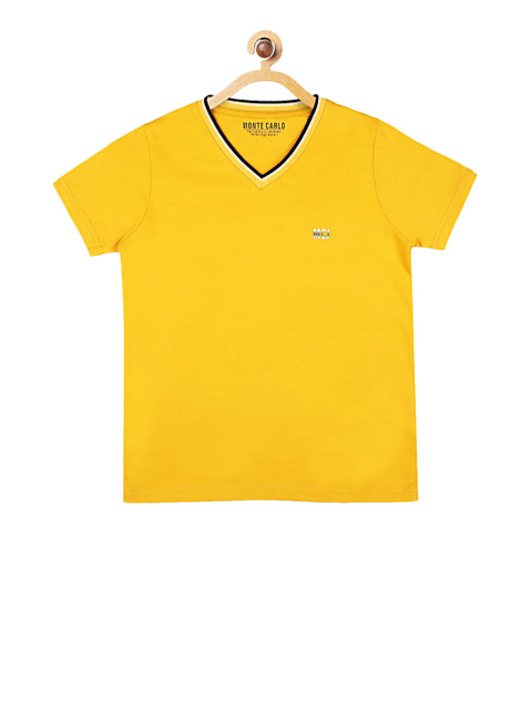 

Monte Carlo Boys Yellow Solid V-Neck T-shirt