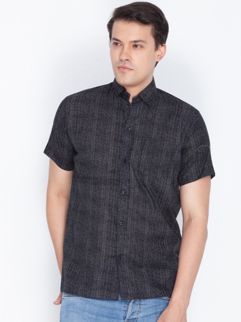

VASTRAMAY Men Black Regular Fit Self Design Casual Shirt
