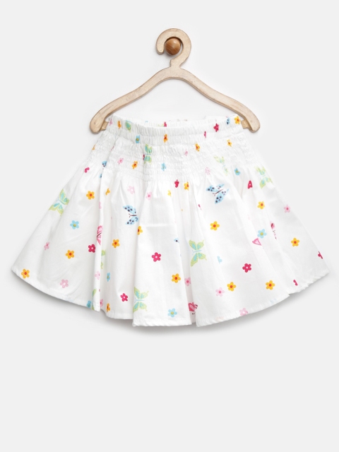 

Tiny Girl White Floral Print Flared Skirt
