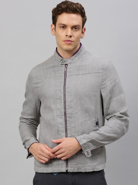

RARE RABBIT Men Grey Self Design Insulator Tailored Jacket