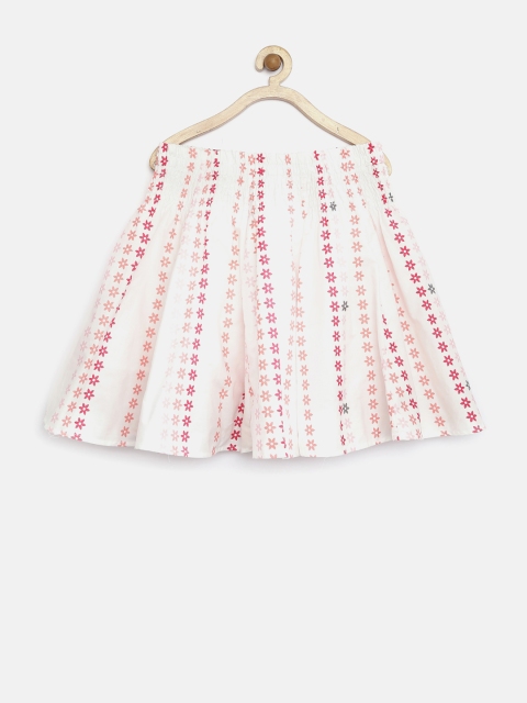 

Tiny Girl White Floral Print Flared Skirt