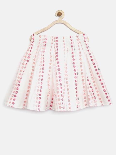 

Tiny Girl White Floral Print Flared Skirt