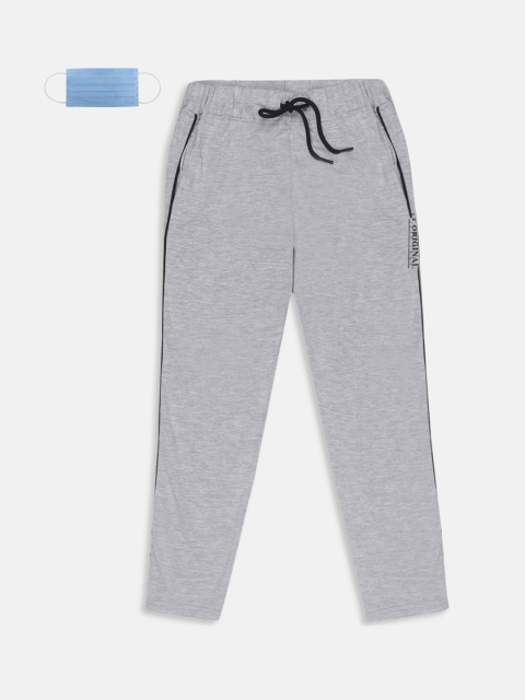 

Lil Tomatoes Boys Grey Melange Solid Straight-Fit Track Pants