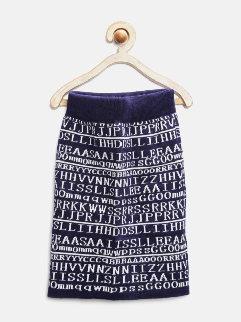 

Tiny Girl Navy & White Text Patterned Pencil Skirt, Navy blue