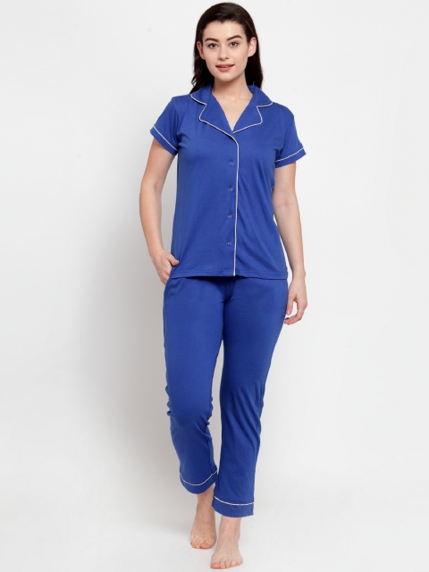 

Secret Wish Women Blue Solid Night suit NS-E232-892