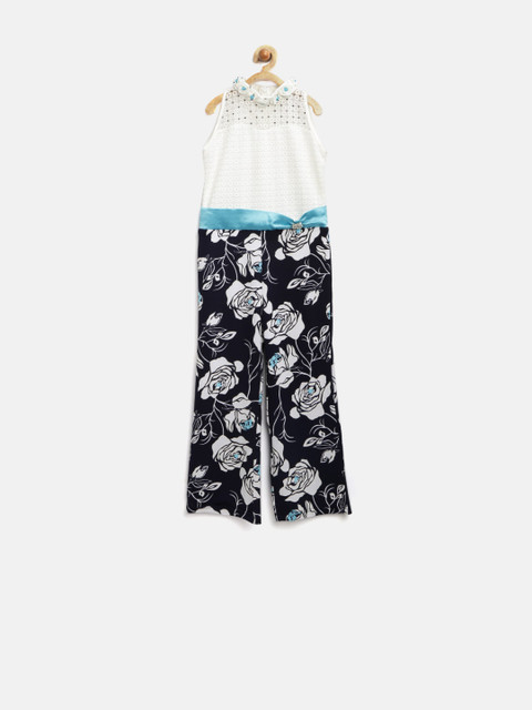 

Tiny Girl White & Navy Floral Print Jumpsuit