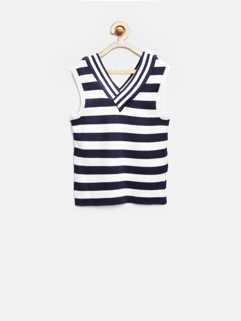 

Tiny Girl Navy & White Striped Top, Navy blue