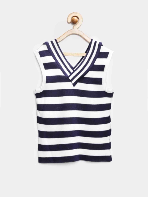 

Tiny Girl Navy & White Striped Top, Navy blue