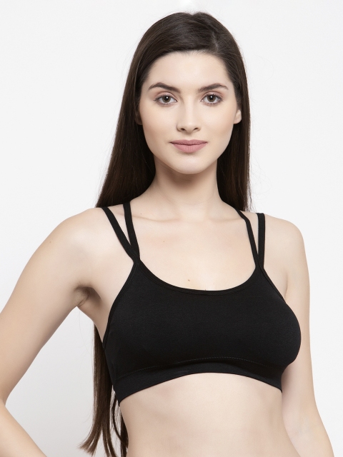 

Laceandme Black Solid Non-Wired Lightly Padded Bralette Bra