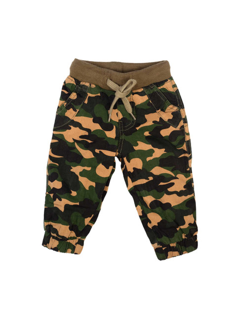 

MeeMee Infant Boys Beige & Olive Green Camouflage Printed Joggers