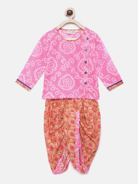 

BownBee Boys Pink & Beige Printed Kurta with Dhoti Pants