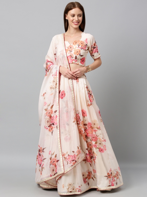 

panchhi Cream-Coloured Semi-Stitched Lehenga & Blouse with Dupatta