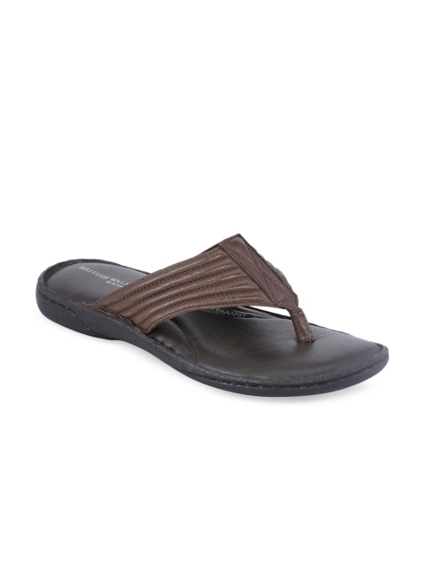 

Khadims Men Brown Solid Leather Comfort Sandals
